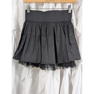 Wet Seal Size Small Black Satin and Tulle Elastic Waist Mini Skirt VTG 90s/Y2K